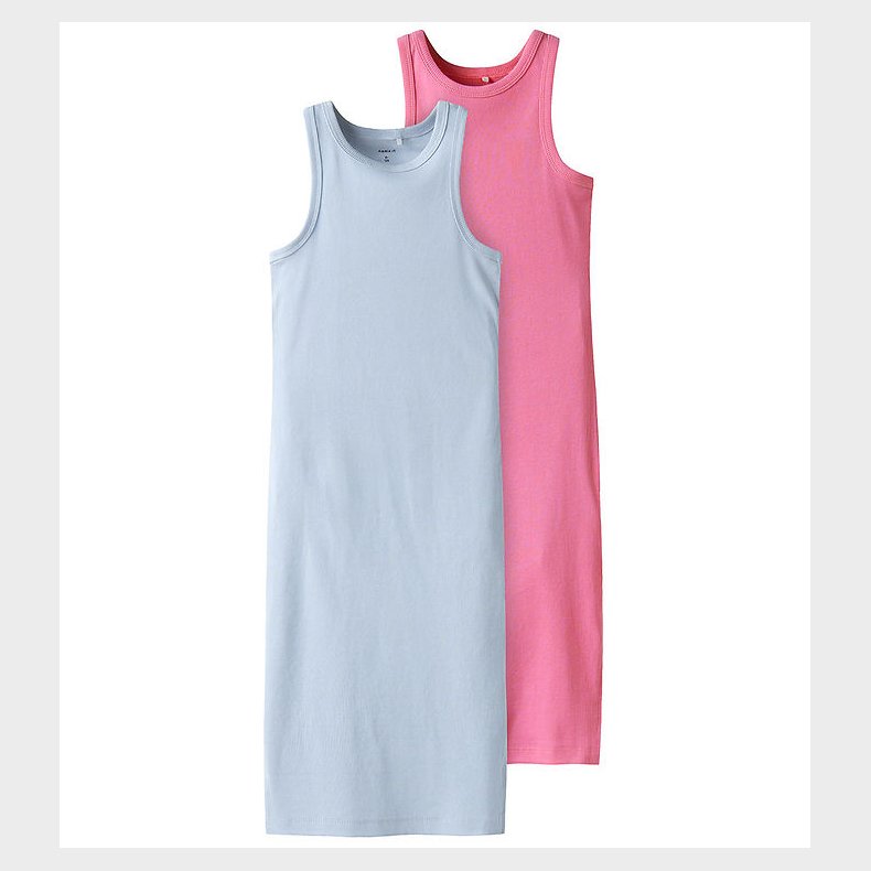 Name It Kjole - Rib - NkfHellemie - 2-Pak - Aurora Pink/W Xenon