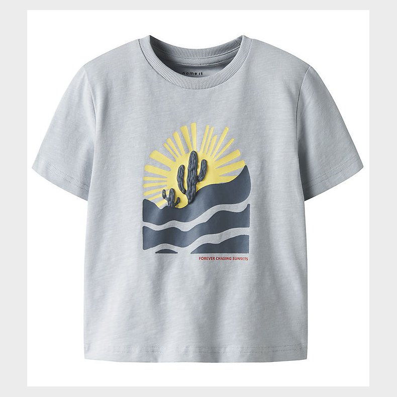 Name It T-shirt - Nmmhaldur - Pearl Blue m. Print