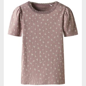 Name It T-shirt - Rib - NmdHoise - Purple Dove m. Blomster