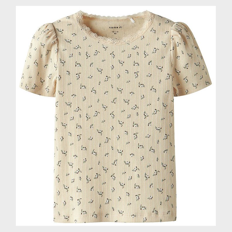 Name It T-shirt - Rib - NmfHoise - Sun Kiss m. Blomster