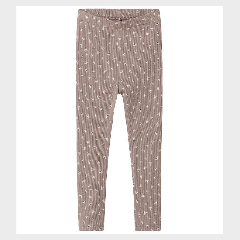 Name It Leggings - Rib - NmfHoise - Purpel Dove m. Blomster