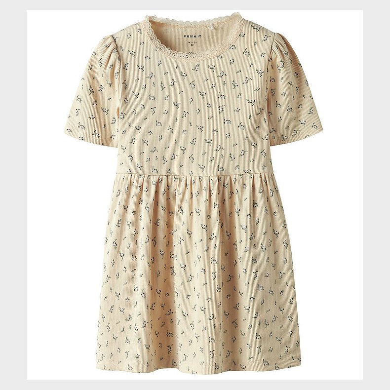 Name It Kjole - Rib - NmfHoise - Sun Kiss m. Blomster
