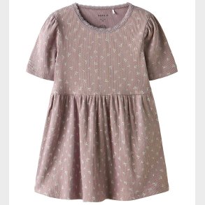 Name It Kjole - Rib - NmfHoise - Purple Dove m. Blomster