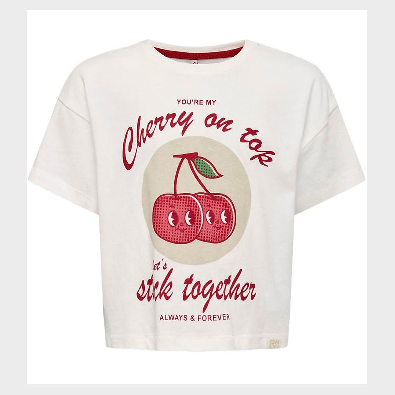 Kids Only T-shirt - KogCharlotte Life - Cloud Dancer/Happy