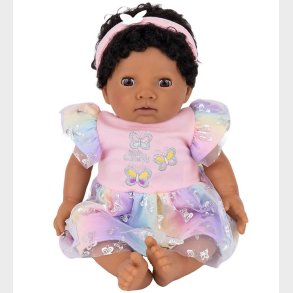 Tiny Treasures Dukke m. Sort Kr�llet H�r - Butterfly/Rainbow