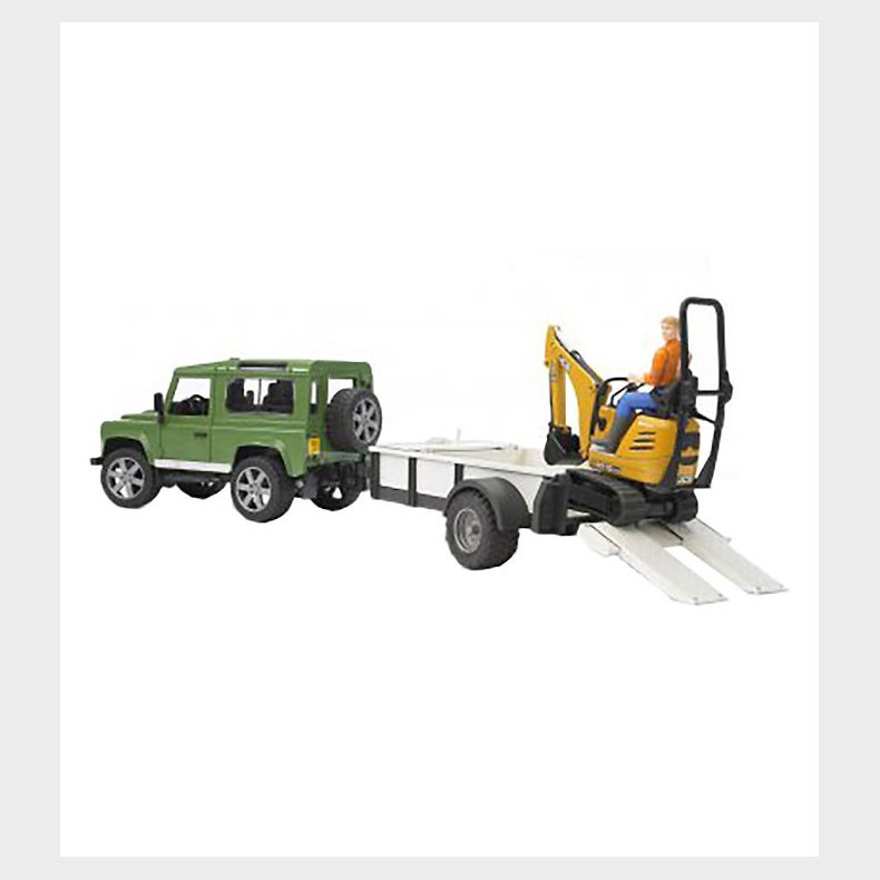 Bruder Bil - Land Rover Defender og JCB Excavator m. Krer - 025