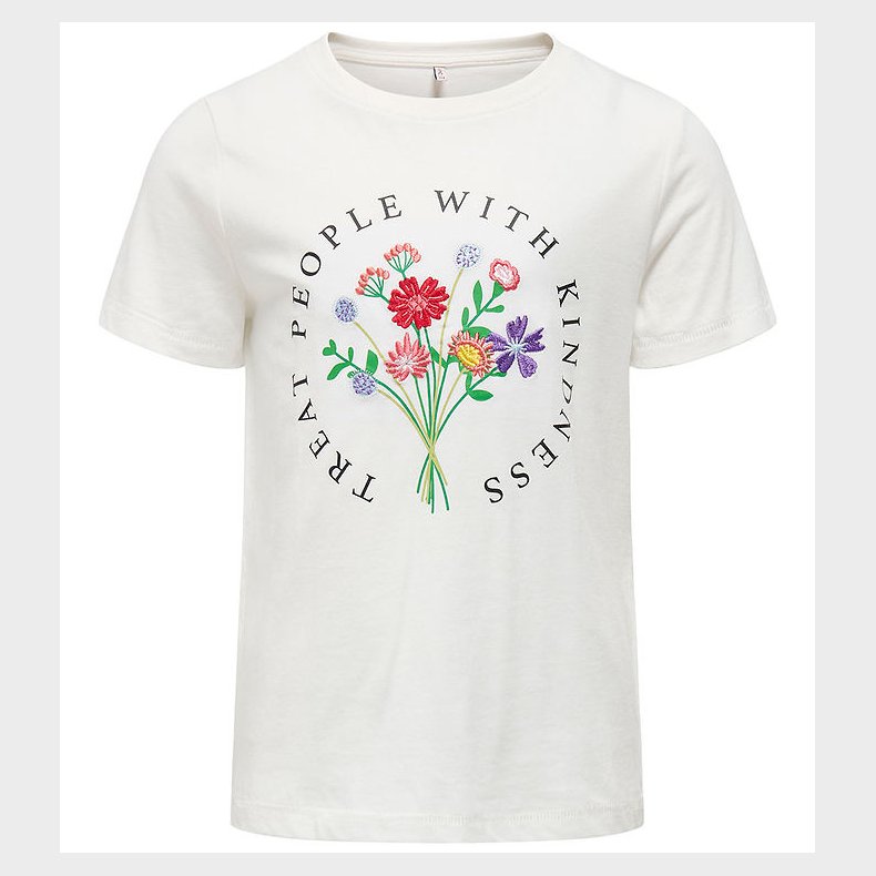 Kids Only T-shirt - KogEmma - Cloud Dancer/Bouquet Coll 2/2025