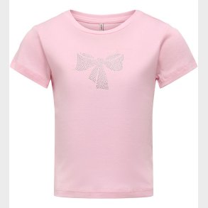 Kids Only T-shirt - KogKira - Roseate Spoonbil/Bow m. Rhinsten