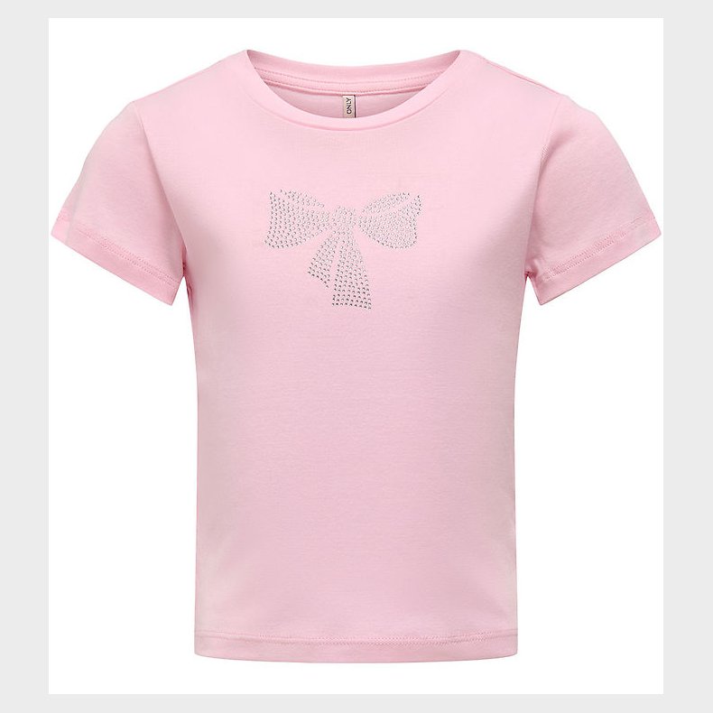 Kids Only T-shirt - KogKira - Roseate Spoonbil/Bow m. Rhinsten