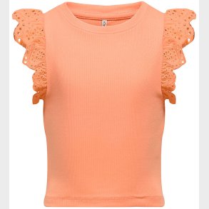 Kids Only Top - Rib - KogDrea - Salmon m. Broderi Anglaise