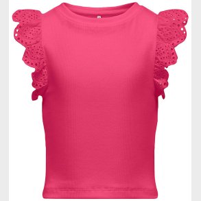 Kids Only Top - Rib - KogDrea - Fuchsia Purple m. Broderi Anglai