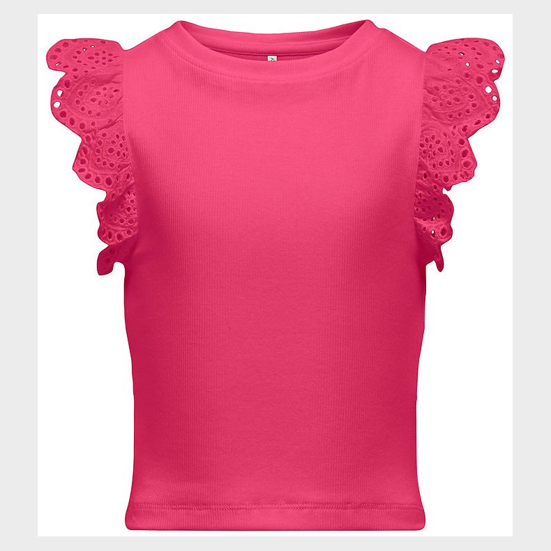 Kids Only Top - Rib - KogDrea - Fuchsia Purple m. Broderi Anglai