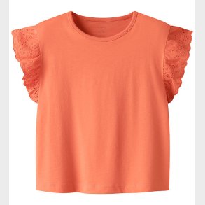 Name It T-shirt - NkfHrejaline - Fresh Salmon m. Broderi Anglais