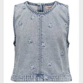 Kids Only Top - KogFreja - Lysebl Denim/Sommerfugl