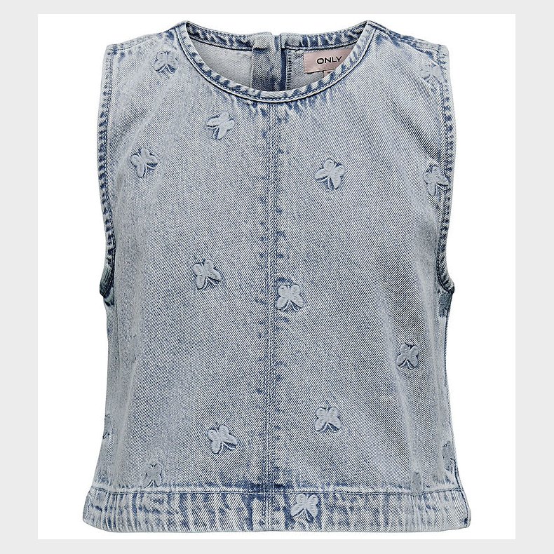 Kids Only Top - KogFreja - Lysebl Denim/Sommerfugl