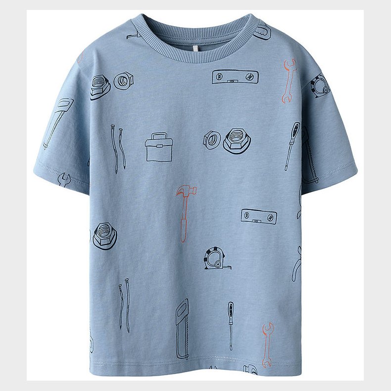 Name It T-shirt - NmmHuxi - Faded Denim m. Print