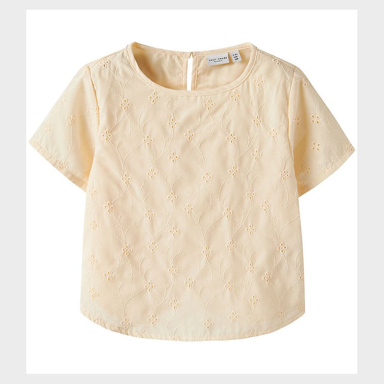 Name It T-shirt - NmfVioleta - Buttercream m. Broderi Anglaise