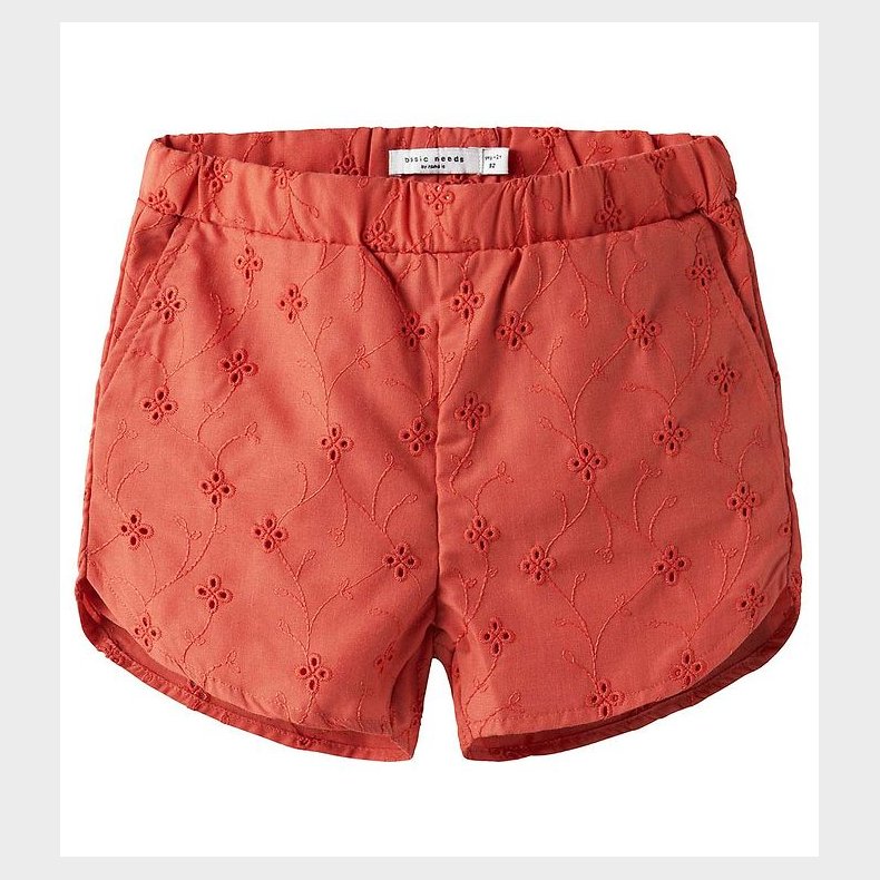 Name It Shorts - NmfVioleta - Spiced Coral m. Broderi Anglaise