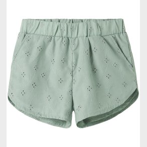 Name It Shorts - NmfVioleta - Aqua Gray m. Broderi Anglaise