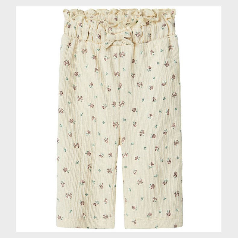 Name It Bukser - NbfJannis - Bleached Sand m. Blomster