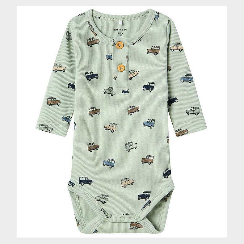 Name It Body l/ - Rib - NbmHukab - Aqua Gray m. Biler