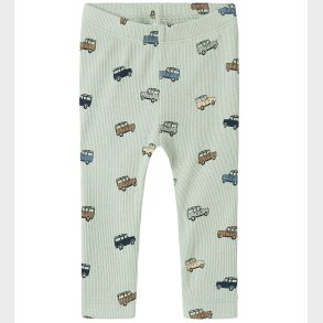 Name It Leggings - Rib - NbmHukab - Aqua Gray m. Biler