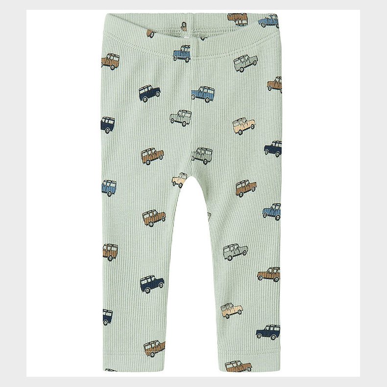 Name It Leggings - Rib - NbmHukab - Aqua Gray m. Biler