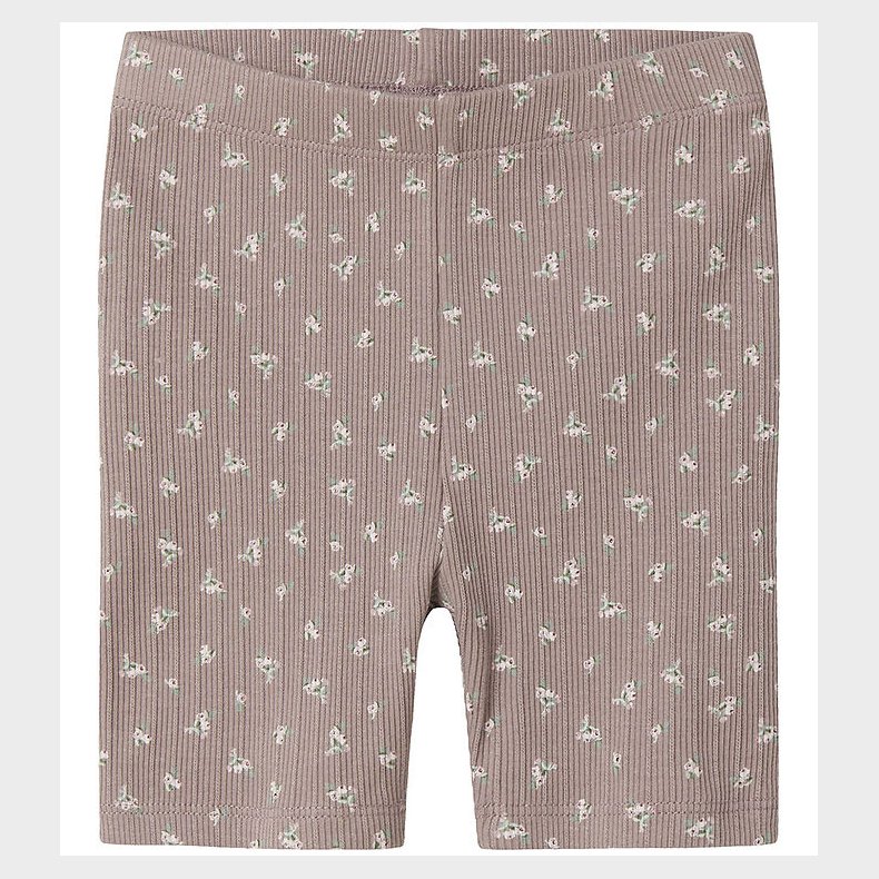 Name It Cykelshorts - Rib - NmfHoise - Purple Dove m. Blomster