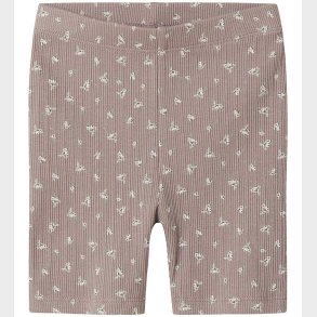 Name It Cykelshorts - Rib - NmfHoise - Purple Dove m. Blomster