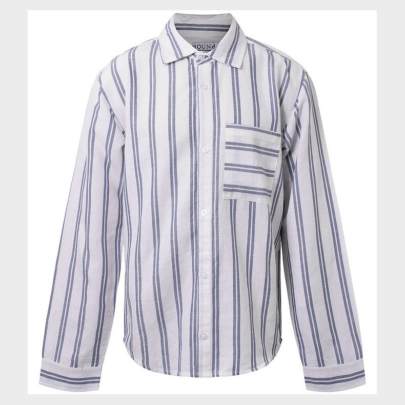 Hound Skjorte - Linen Blend - Deep Blue/Hvid