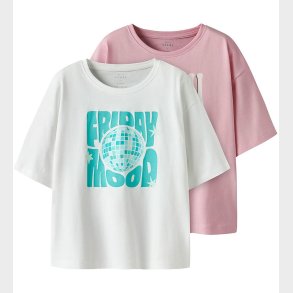 Name It T-shirt - 2-Pak - NkfVeen - Cameo Pink/Bright White