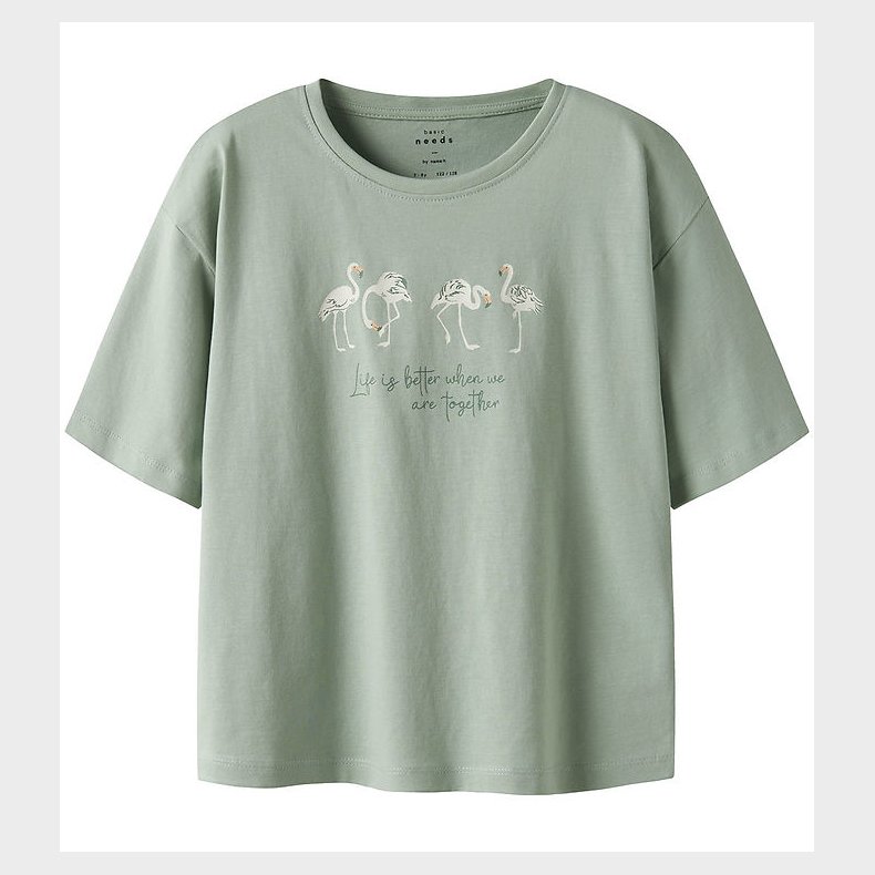 Name It T-shirt - NkfVeen - Aqua Gray/Flamingo