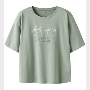 Name It T-shirt - NkfVeen - Aqua Gray/Flamingo