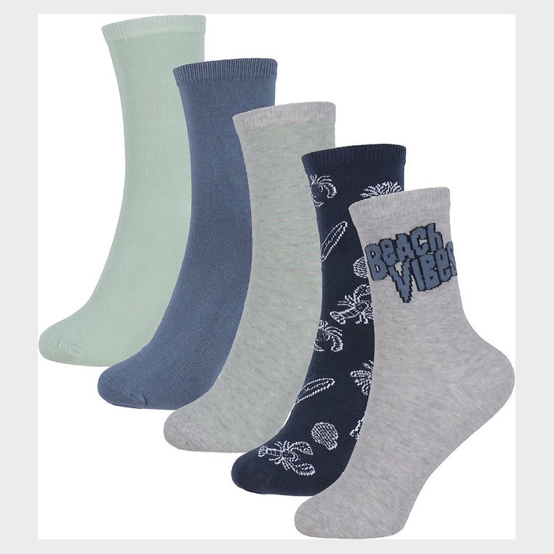 Name It Strmper - 5-Pak - NkmVaks - Light Grey Melange/Beach