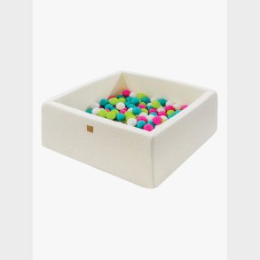 MeowBaby Boucle Square Boldbassin, White/Lime Green/Dark Pink/Turquoise