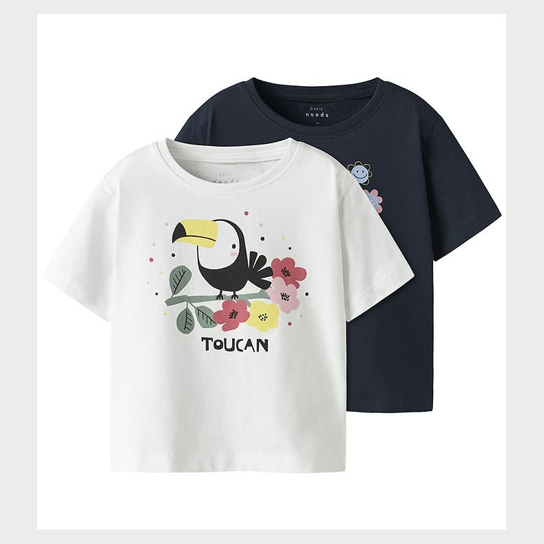 Name It T-shirt - NmfVeen - 2-Pak - Navy Blazer/Bright White