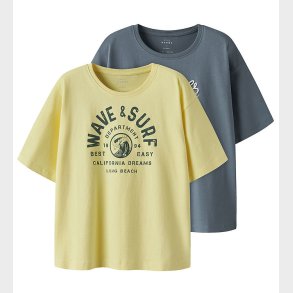 Name It T-shirt - NkmVictor - 2-Pak - Lemon Meringue/Blue Mirage