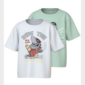 Name It T-shirt - NmmVanyo - 2-Pak - Honeydew/Bright White