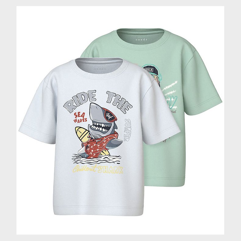 Name It T-shirt - NmmVanyo - 2-Pak - Honeydew/Bright White