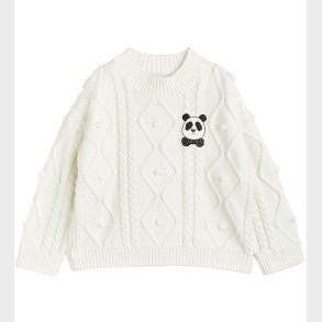 Mini Rodini Bluse - Strik - Offwhite m. Panda