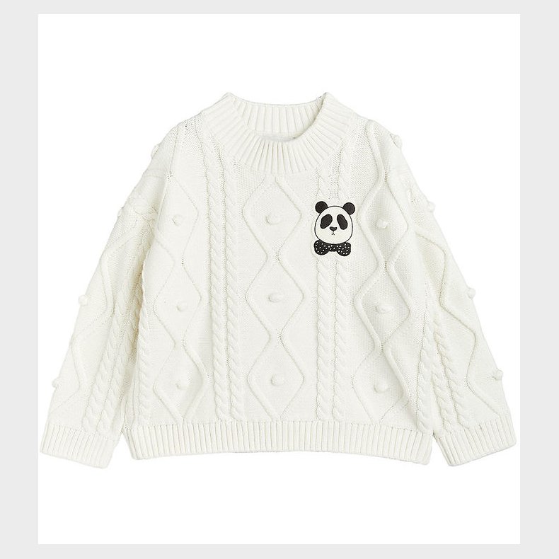 Mini Rodini Bluse - Strik - Offwhite m. Panda