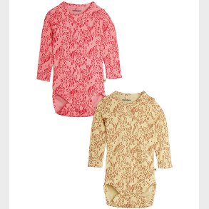 Mini Rodini Body l/ - 2-pak - Pink/Beige m. Leopardprint