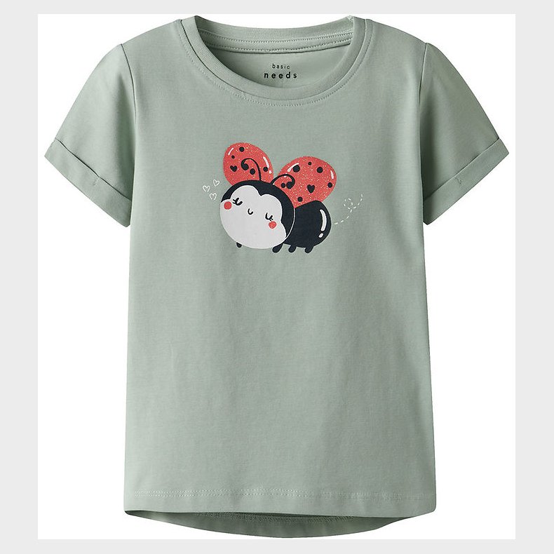 Name It T-shirt - NmfVix - Aqua Gray/Ladybird