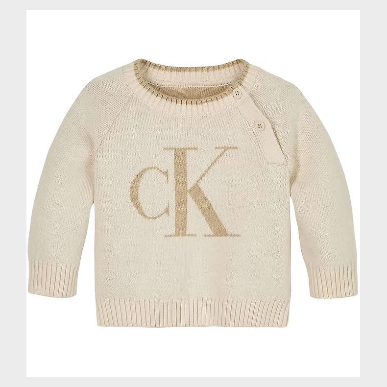 Calvin Klein Bluse - Strik - Floffy Logo - Whitecap Gray