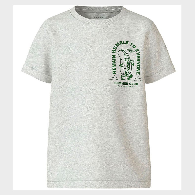 Name It T-shirt - NkmVux - Light Grey Melange/Hotdog
