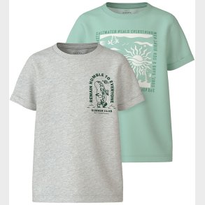 Name It T-shirt - NkmVux - 2-Pak - Honeydew/Light Grey Melange