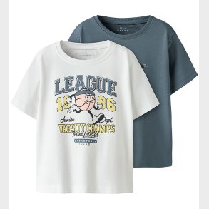 Name It T-shirt - NmmVictor - 2-Pak - Blue Mirage/Bright White