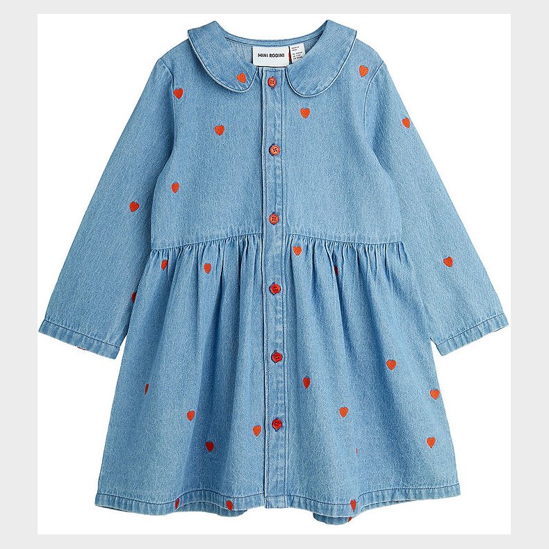 Mini Rodini Kjole - Denim - Bl m. Hjerter