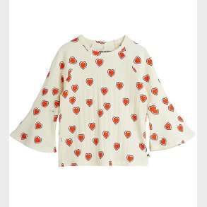 Mini Rodini Bluse - Rib - Offwhite m. Hjerter