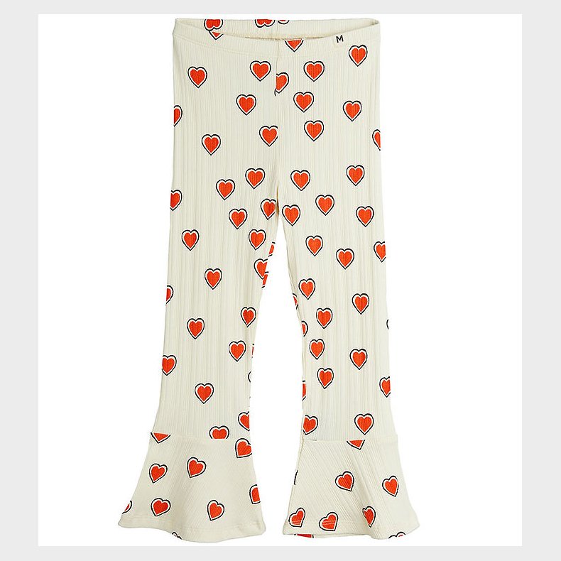 Mini Rodini Bukser - Rib - Offwhite m. Hjerter